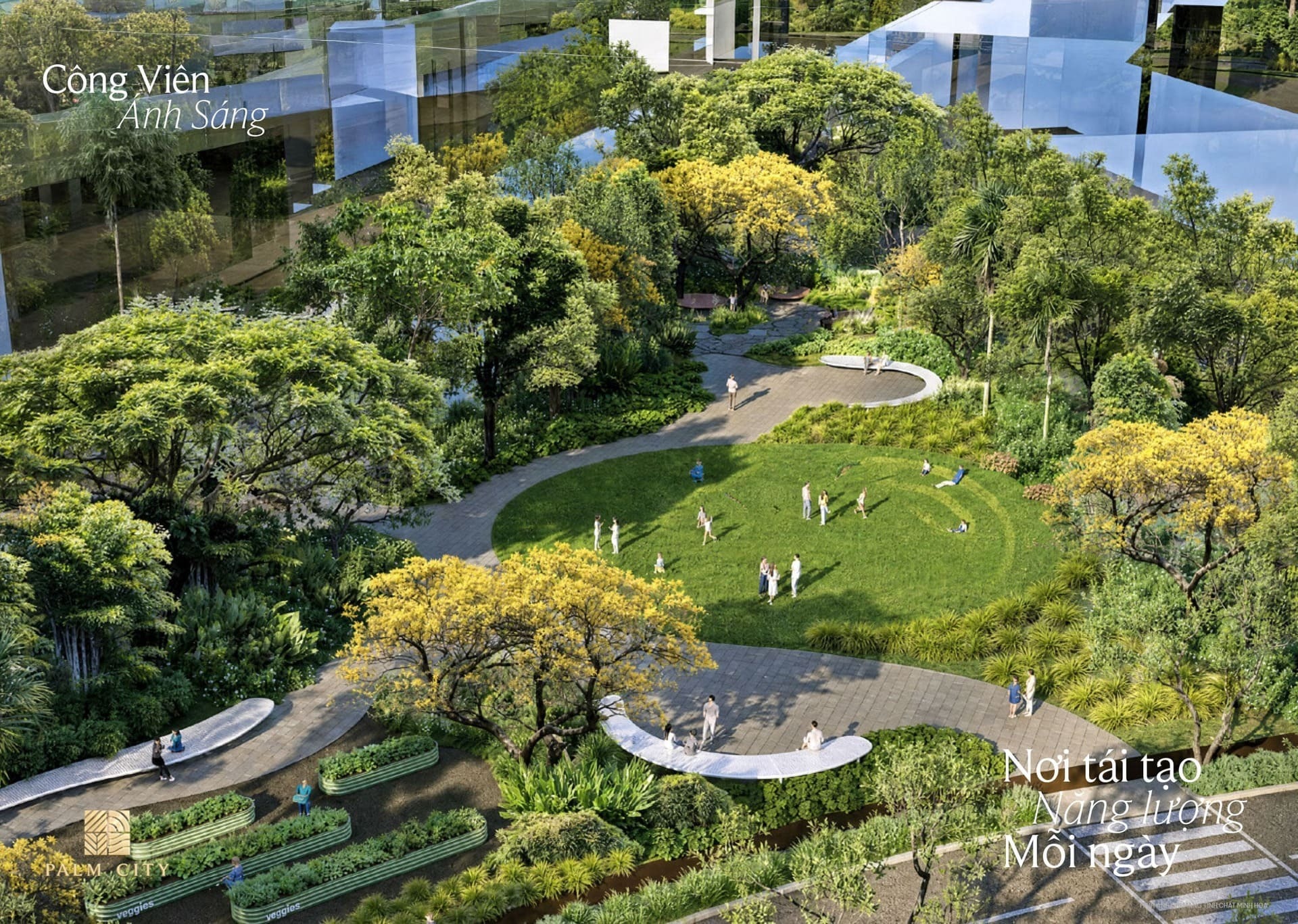 Khu tiện ích Palm City về đêm