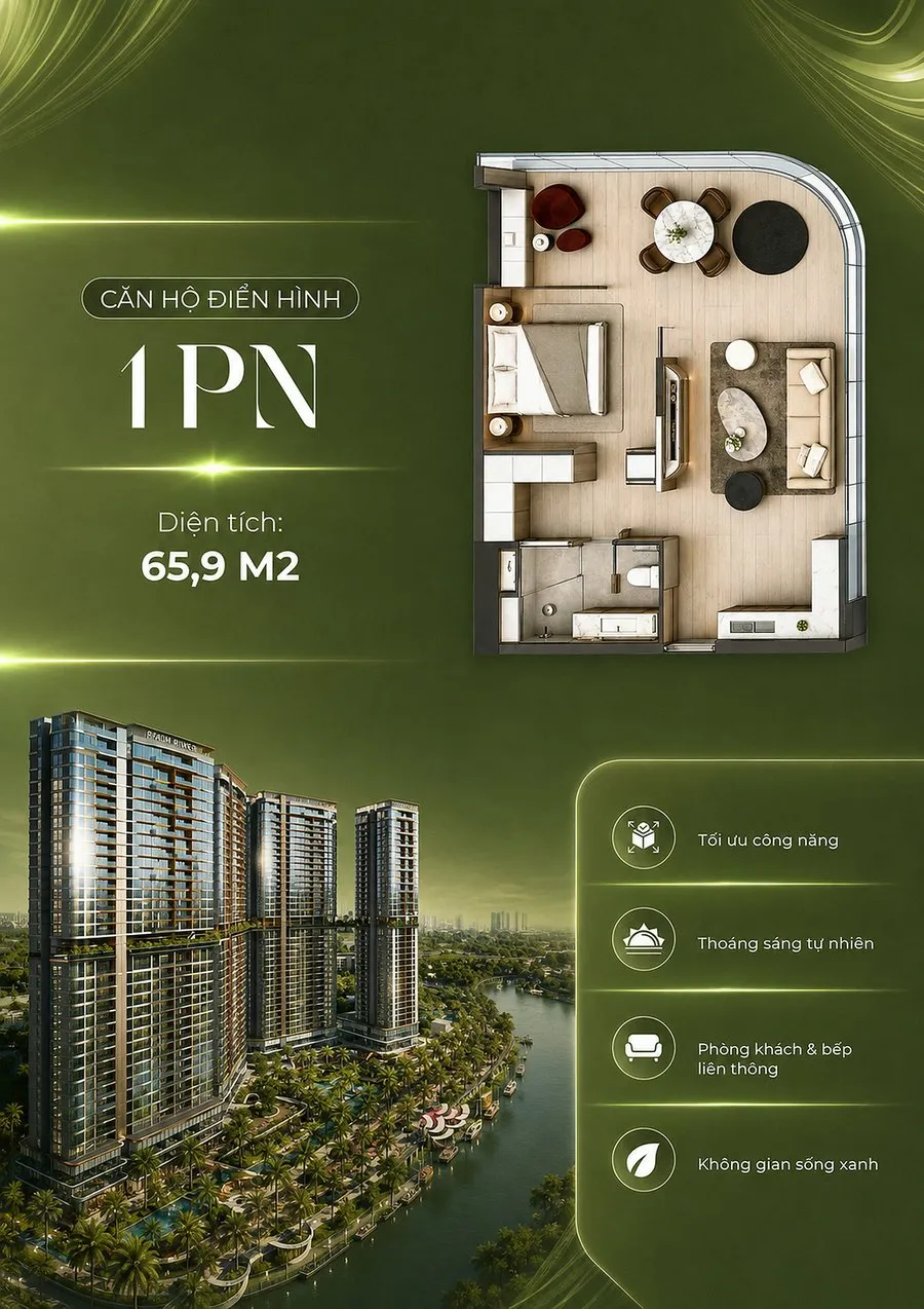 Mặt bằng 1 phòng ngủ Palm River