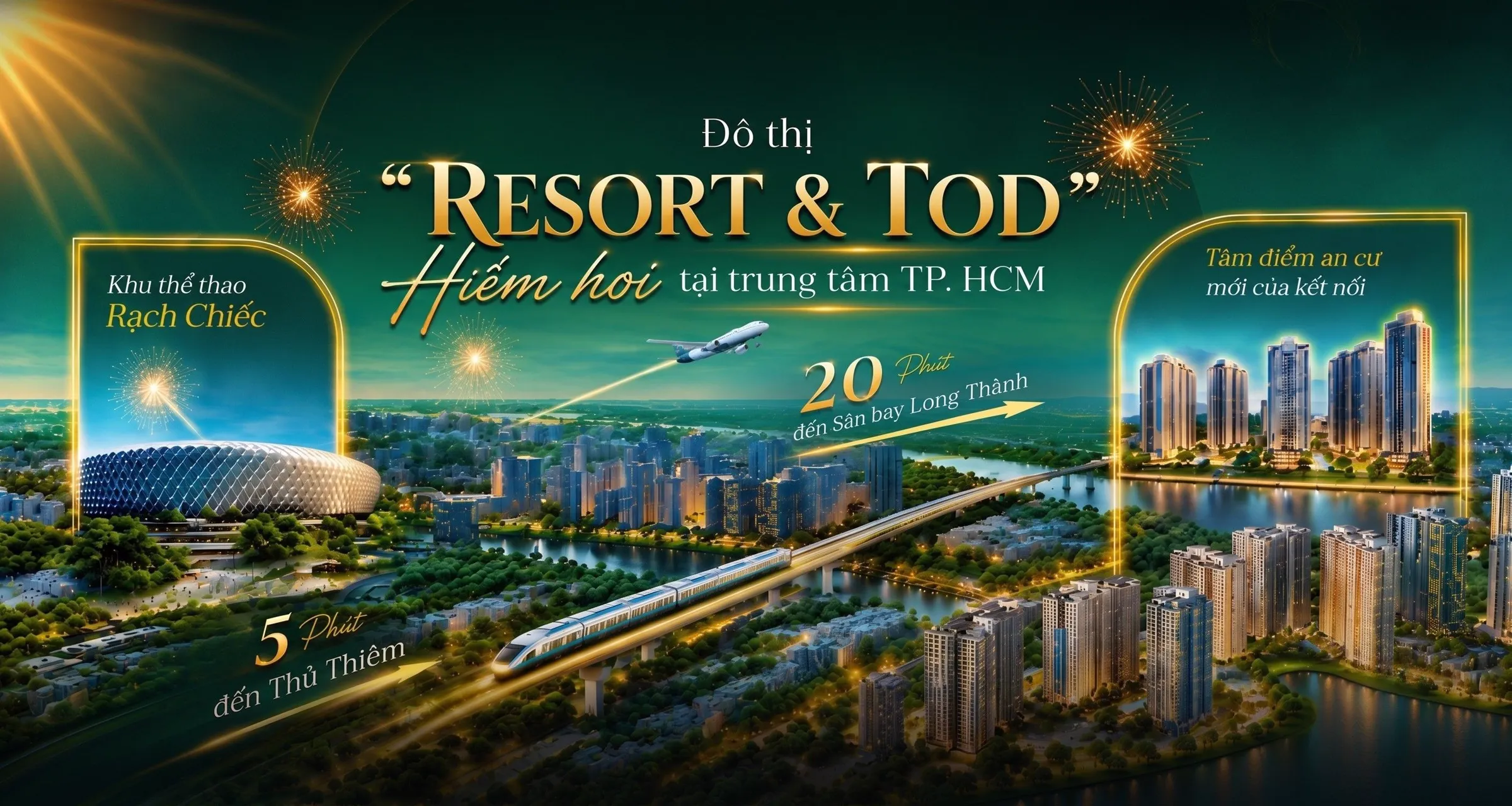 Đô thị Resort & TOD hiếm hoi tại trung tâm TP.HCM: khu thể thao Rạch Chiếc, 20 phút đến sân bay Long Thành, 5 phút đến Thủ Thiêm, ga Bình Trung